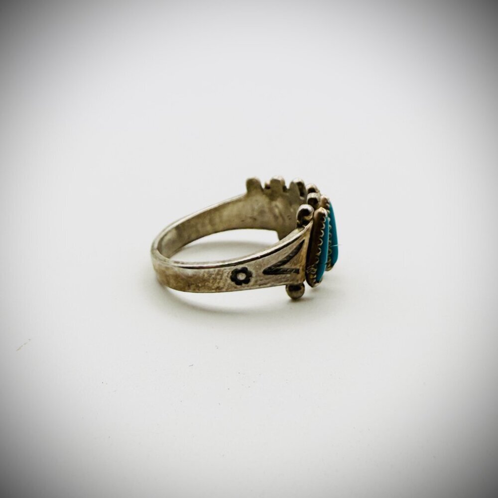 Vintage Bell Trading Post Sterling Turquoise Needlepoint Ring | Size 6.25 - Picture 4 of 5